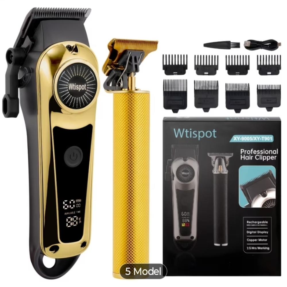 Gold & Black Professional Men's Hair Clipper and Trimmer Set